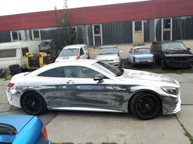 Mercedes S63 AMG autófóliázás: Teckwrap Steel Jet Black CHM10E autó fóliával 4